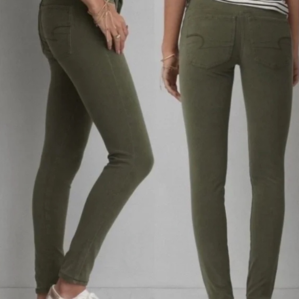 American Eagle Outfitters Dark Green Stretch Pants